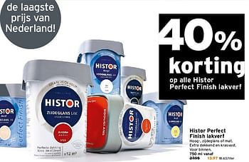 Aanbiedingen Histor perfect finish lakverf - Histor - Geldig van 21/07/2014 tot 27/07/2014 bij Gamma