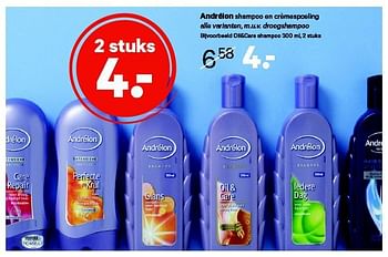 Aanbiedingen Andrélon shampoo en crèmespoeling alle varianten - Andrelon - Geldig van 21/07/2014 tot 03/08/2014 bij Etos