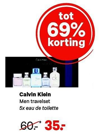 Aanbiedingen Calvin klein men travelset 5x eau de toilette - Calvin Klein - Geldig van 21/07/2014 tot 03/08/2014 bij Etos