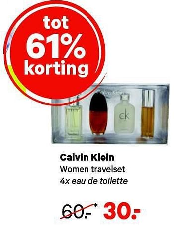 Aanbiedingen Calvin klein women travelset 4x eau de toilette - Calvin Klein - Geldig van 21/07/2014 tot 03/08/2014 bij Etos