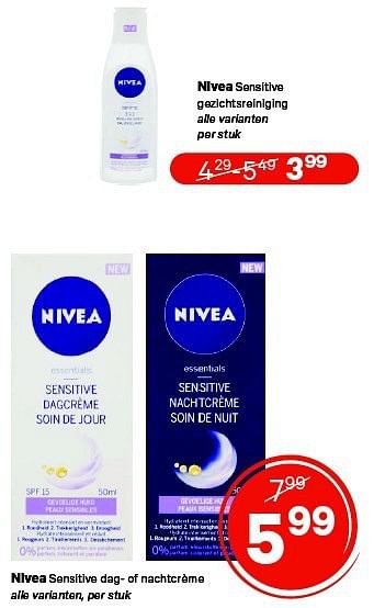 Aanbiedingen Nivea sensitive gezichtsreiniging - Nivea - Geldig van 21/07/2014 tot 03/08/2014 bij Etos