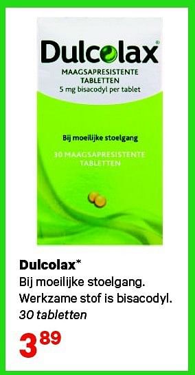 Aanbiedingen Dulcolax bij moeilijke stoelgang - Dulcolax - Geldig van 21/07/2014 tot 03/08/2014 bij Etos