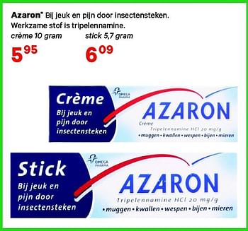 Aanbiedingen Azaron bij jeuk en pijn door insectensteken - Azaron - Geldig van 21/07/2014 tot 03/08/2014 bij Etos