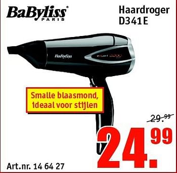 Aanbiedingen Babyliss haardroger d341e - Babyliss - Geldig van 21/07/2014 tot 03/08/2014 bij Kijkshop