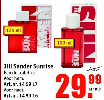 Aanbiedingen Jill sander sunrise eau de toilette. voor hem - Jill Sander - Geldig van 21/07/2014 tot 03/08/2014 bij Kijkshop