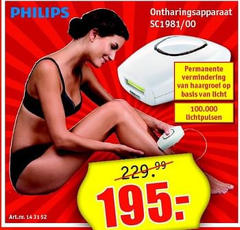 Aanbiedingen Philips ontharingsapparaat sc1981-00 - Philips - Geldig van 21/07/2014 tot 03/08/2014 bij Kijkshop