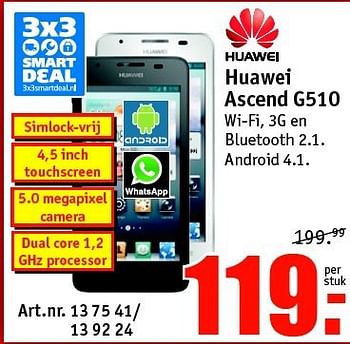 Aanbiedingen Huawei ascend g510 - Huawei - Geldig van 21/07/2014 tot 03/08/2014 bij Kijkshop