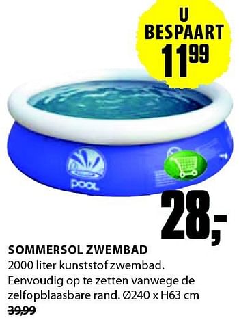 Aanbiedingen Sommersol zwembad - Huismerk - Jysk - Geldig van 21/07/2014 tot 03/08/2014 bij Jysk