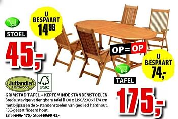 Aanbiedingen Grimstad tafel + kerteminde standenstoelen - Jutlandia - Geldig van 21/07/2014 tot 03/08/2014 bij Jysk