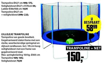 Aanbiedingen Gilleleje trampoline - Huismerk - Jysk - Geldig van 21/07/2014 tot 03/08/2014 bij Jysk
