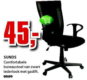 Aanbiedingen Sunds comfortabele bureaustoel van zwart lederlook met gaslift - Huismerk - Jysk - Geldig van 21/07/2014 tot 03/08/2014 bij Jysk