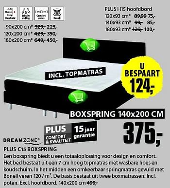 Aanbiedingen Plus c15 boxspring - DreamZone - Geldig van 21/07/2014 tot 03/08/2014 bij Jysk