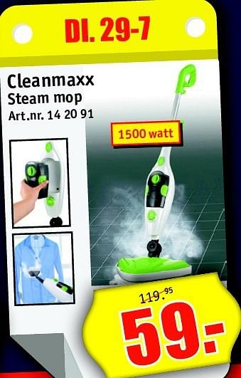 Aanbiedingen Cleanmaxx steam mop - Clean Max - Geldig van 21/07/2014 tot 03/08/2014 bij Kijkshop