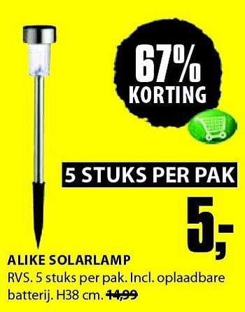 Aanbiedingen Alike solarlamp - Huismerk - Jysk - Geldig van 21/07/2014 tot 03/08/2014 bij Jysk