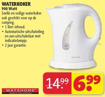 Aanbiedingen Waterkoker 900 watt - Watshome - Geldig van 22/07/2014 tot 03/08/2014 bij Kruidvat