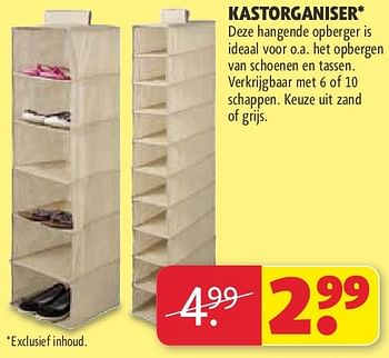 Aanbiedingen Kastorganiser - Huismerk - Kruidvat - Geldig van 22/07/2014 tot 03/08/2014 bij Kruidvat