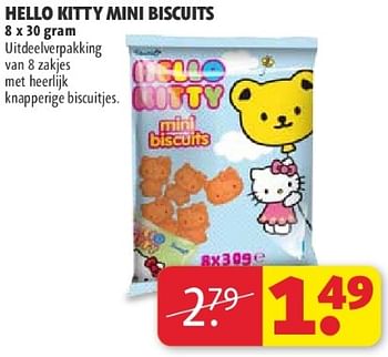 Aanbiedingen Hello kitty mini biscuits - Hello kitty - Geldig van 22/07/2014 tot 03/08/2014 bij Kruidvat