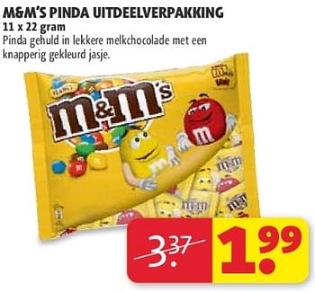 Aanbiedingen M+m`s pinda uitdeelverpakking - M&amp;M', s - Geldig van 22/07/2014 tot 03/08/2014 bij Kruidvat