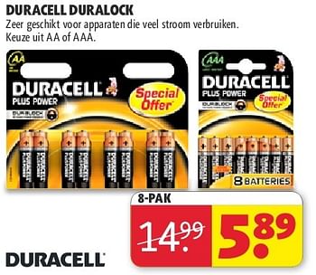 Aanbiedingen Duracell duralock - Duracell - Geldig van 22/07/2014 tot 03/08/2014 bij Kruidvat
