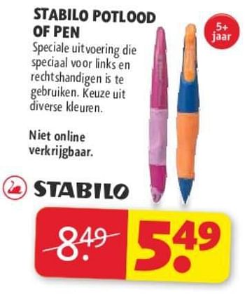 Aanbiedingen Stabilo potlood of pen - Stabilo - Geldig van 22/07/2014 tot 03/08/2014 bij Kruidvat