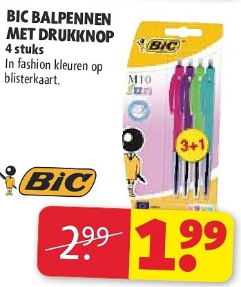 Aanbiedingen Bic balpennen met drukknop - BIC - Geldig van 22/07/2014 tot 03/08/2014 bij Kruidvat