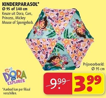 Aanbiedingen Kinderparasol - Dora Explorer - Geldig van 22/07/2014 tot 03/08/2014 bij Kruidvat