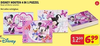 Aanbiedingen Disney houten 4 in 1 puzzel - Disney - Geldig van 22/07/2014 tot 03/08/2014 bij Kruidvat