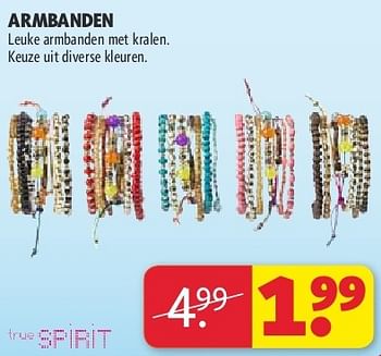 Aanbiedingen Armbanden - True Spirit - Geldig van 22/07/2014 tot 03/08/2014 bij Kruidvat