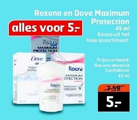 Aanbiedingen Rexona en dove maximum protection - Dove - Geldig van 22/07/2014 tot 27/07/2014 bij Trekpleister