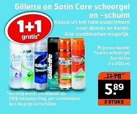 Aanbiedingen Gillette en satin care scheergel en -schuim - Gillette - Geldig van 22/07/2014 tot 27/07/2014 bij Trekpleister