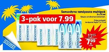 Aanbiedingen Sensodyne tandpasta multipak - Sensodyne - Geldig van 22/07/2014 tot 27/07/2014 bij Trekpleister