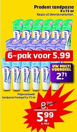 Aanbiedingen Prodent tandpasta - Prodent - Geldig van 22/07/2014 tot 27/07/2014 bij Trekpleister