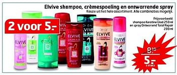 Aanbiedingen Elvive shampoo, crèmespoeling en ontwarrende spray - L'Oreal Paris - Geldig van 22/07/2014 tot 27/07/2014 bij Trekpleister