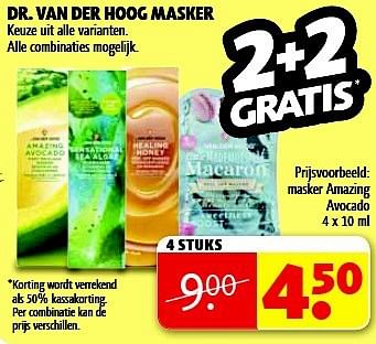 Aanbiedingen Masker amazing avocado - Dr. Van Der Hoog - Geldig van 22/07/2014 tot 03/08/2014 bij Kruidvat