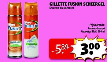 Aanbiedingen Fusion scheergel gevoelige huid - Gillette - Geldig van 22/07/2014 tot 03/08/2014 bij Kruidvat