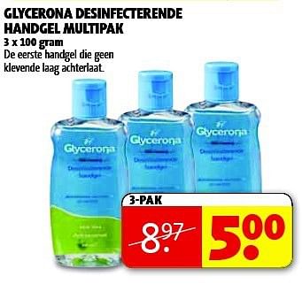 Aanbiedingen Glycerona desinfecterende handgel multipak - Glycerona - Geldig van 22/07/2014 tot 03/08/2014 bij Kruidvat