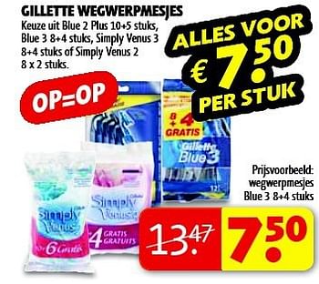 Aanbiedingen Wegwerpmesjes blue 3 8+4 stuks - Gillette - Geldig van 22/07/2014 tot 03/08/2014 bij Kruidvat