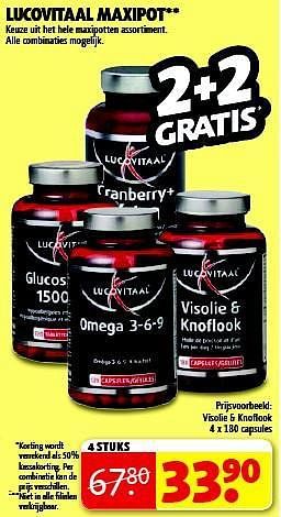 Aanbiedingen Visolie + knoflook 4 x 180 capsules - Lucovitaal - Geldig van 22/07/2014 tot 03/08/2014 bij Kruidvat