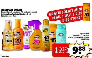 Aanbiedingen Kruidvat solait sunmilk spf 15 en  aftersun aloë vera melk - Huismerk - Kruidvat - Geldig van 22/07/2014 tot 03/08/2014 bij Kruidvat