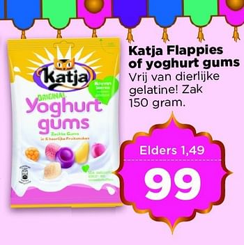 Aanbiedingen Katja flappies of yoghurt gums - Katja - Geldig van 22/07/2014 tot 28/07/2014 bij Dirx Drogisterijen