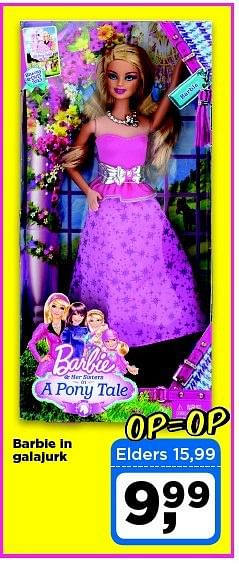 Aanbiedingen Barbie in galajurk - Mattel - Geldig van 22/07/2014 tot 28/07/2014 bij Dirx Drogisterijen