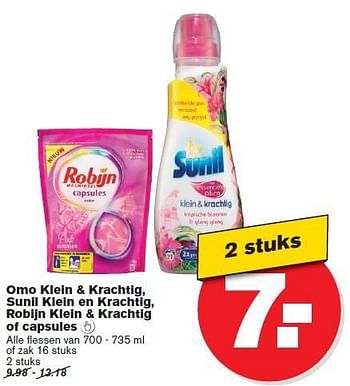 Aanbiedingen Omo klein+krachtig,sunil klein en krachtig - Robijn - Geldig van 23/07/2014 tot 29/07/2014 bij Hoogvliet