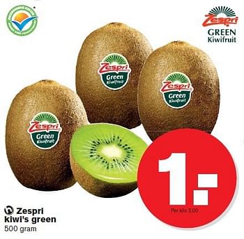 Aanbiedingen Zespri kiwi`s green - Zespri - Geldig van 23/07/2014 tot 29/07/2014 bij Hoogvliet