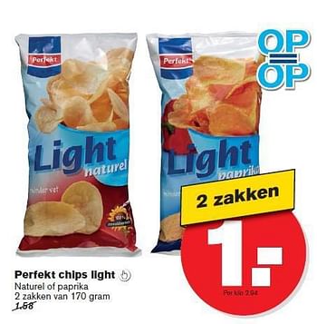 Aanbiedingen Perfekt chips light - Perfekt - Geldig van 23/07/2014 tot 29/07/2014 bij Hoogvliet