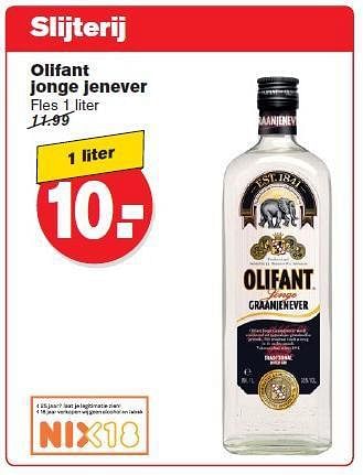 Aanbiedingen Olifant jonge jenever - Olifant - Geldig van 23/07/2014 tot 29/07/2014 bij Hoogvliet