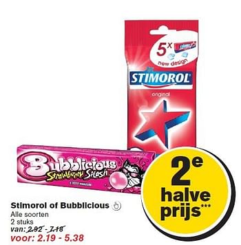 Aanbiedingen Stimorol of bubblicious - Stimorol - Geldig van 23/07/2014 tot 29/07/2014 bij Hoogvliet