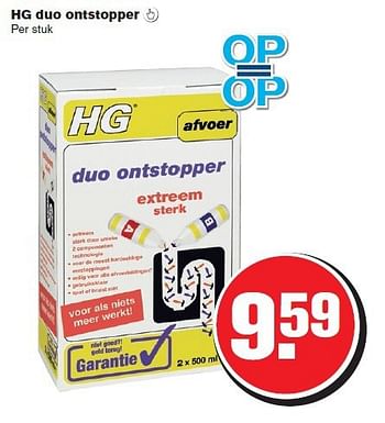 Aanbiedingen Hg duo ontstopper - HG - Geldig van 23/07/2014 tot 29/07/2014 bij Hoogvliet