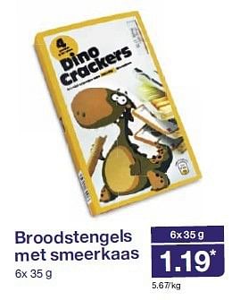 Aanbiedingen Broodstengels met smeerkaas - Dino Crackers - Geldig van 23/07/2014 tot 29/07/2014 bij Aldi
