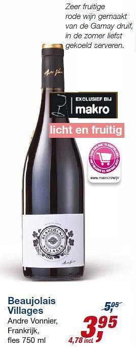 Aanbiedingen Beaujolais villages - Witte wijnen - Geldig van 23/07/2014 tot 05/08/2014 bij Makro
