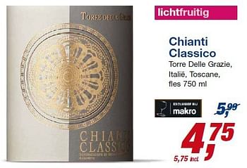 Aanbiedingen Chianti classico torre delle grazie, italië, toscane - Rode wijnen - Geldig van 23/07/2014 tot 05/08/2014 bij Makro